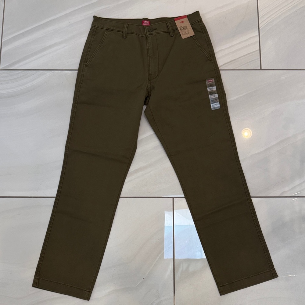 Men’s Olive Green Straight-Leg Pants